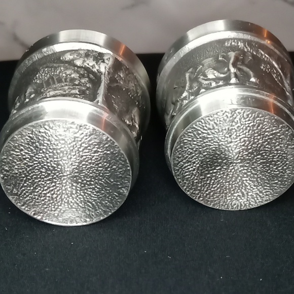 Pewter Thai element Elephant Scene Shot Glass Set - Picture 4 of 10